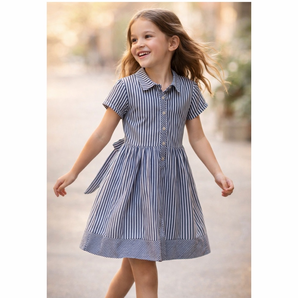 Carter’s Girls Button Shirt Dress Blue‎ Stripe Size 7